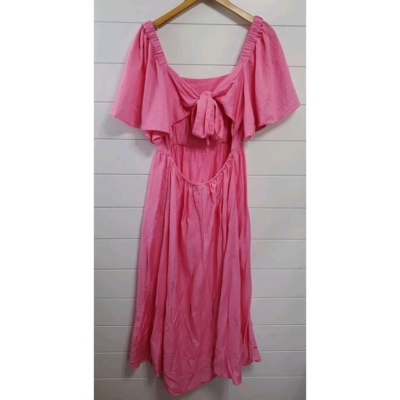 A New Day Women's Romantic Empire Midi Dress Size M Bubblegum Pink Barbie Girly - Picture 10 of 12